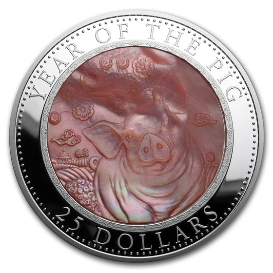 2019 Cook Islands 5 oz Silver Mother of Pearl Year of the Pig 2019 Cook Islands 5 oz Silver Mother of Pearl Year of the Pig